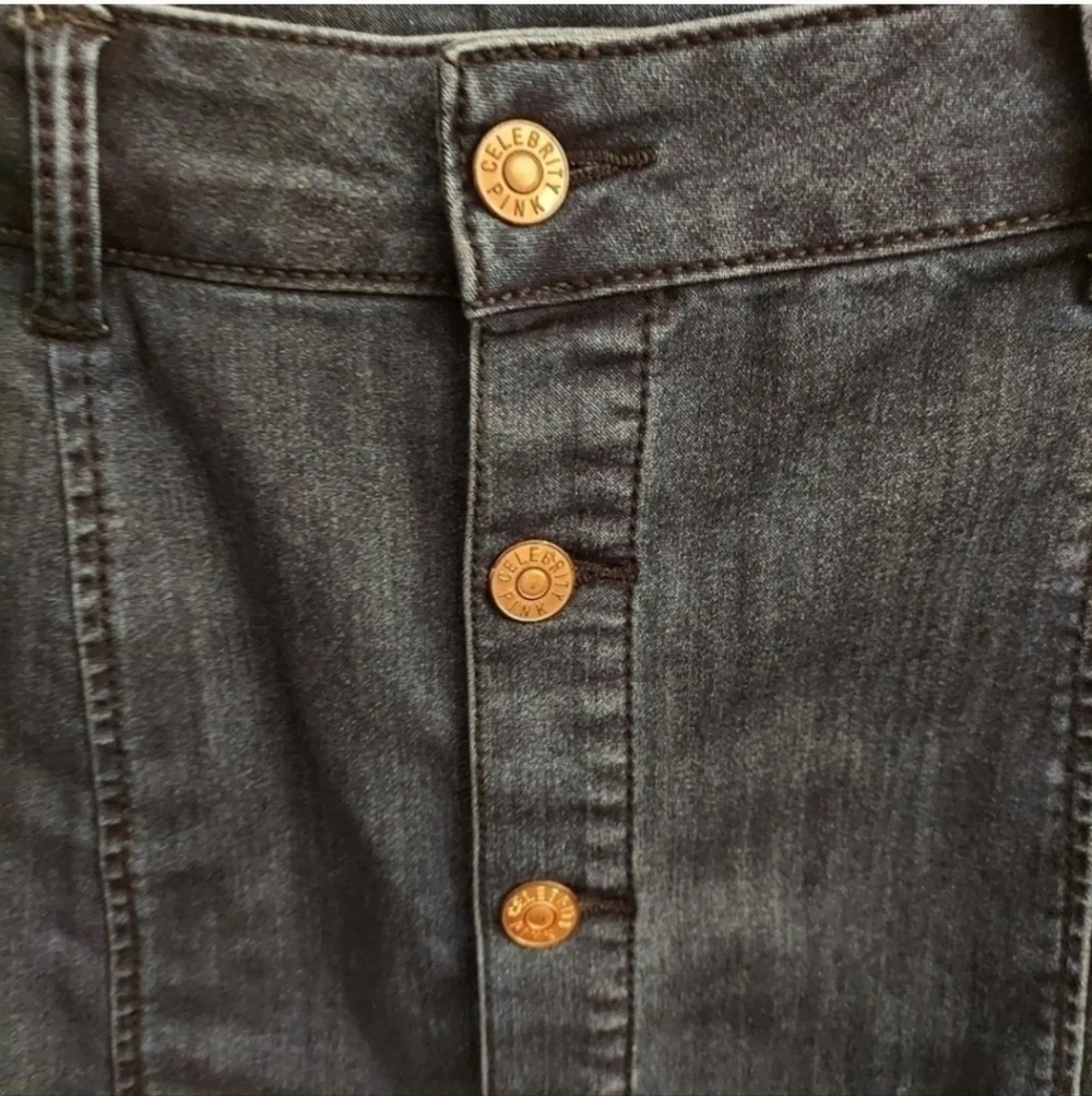 CELEBRITY PINK Dark Wash Mini Button Down Denim Skirt - Picture 3 of 11